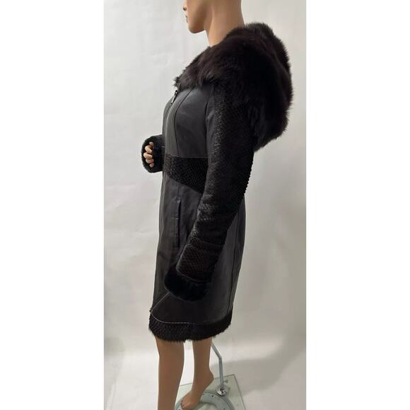 Macrevis Genuine Lamp skin And Fur Jacket Size Medium Fur Lining Dark Brown - Picture 3 of 16